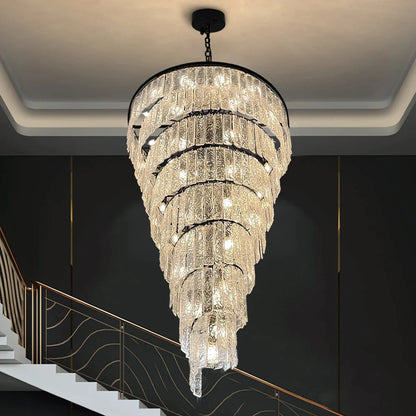 Assena Large Black high Ceiling Entryway Chandelier