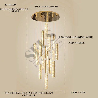 Aten Crystal Staircase Chandelier