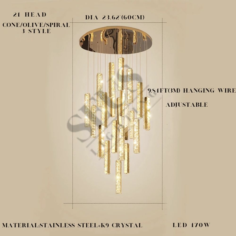 Aten Crystal Staircase Chandelier