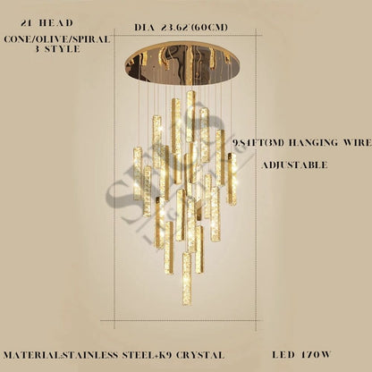 Aten Crystal Staircase Chandelier