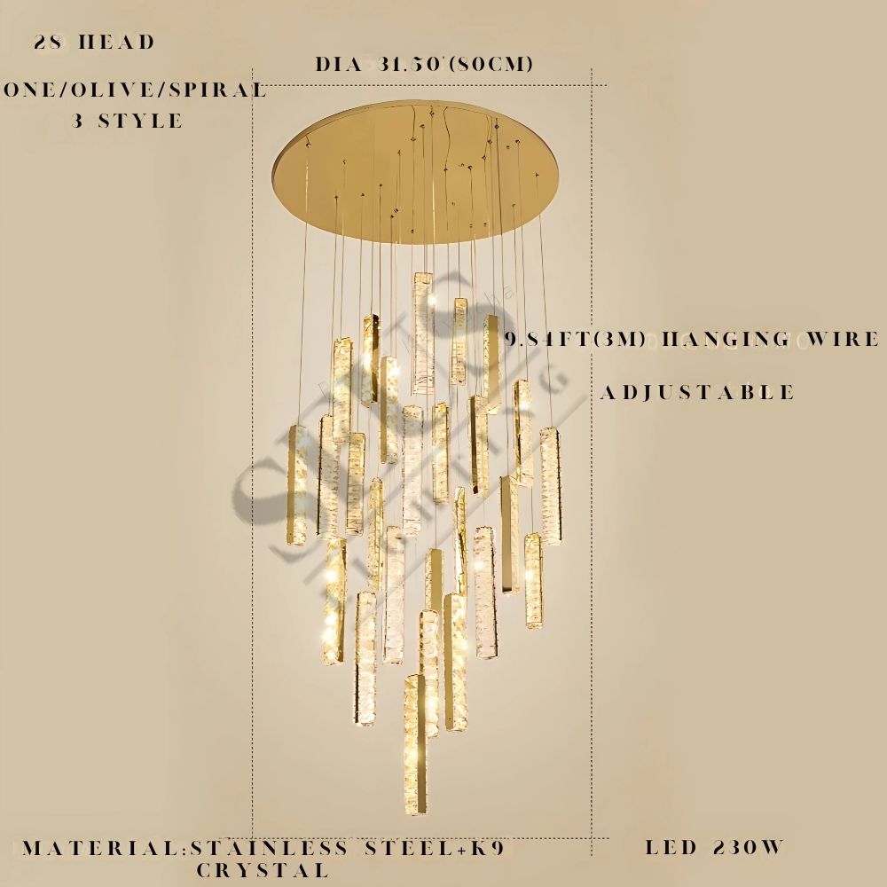 Aten Crystal Staircase Chandelier