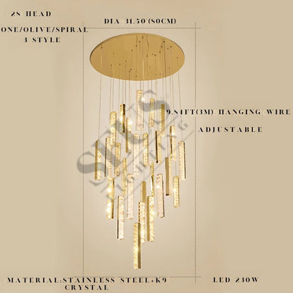 Aten Crystal Staircase Chandelier