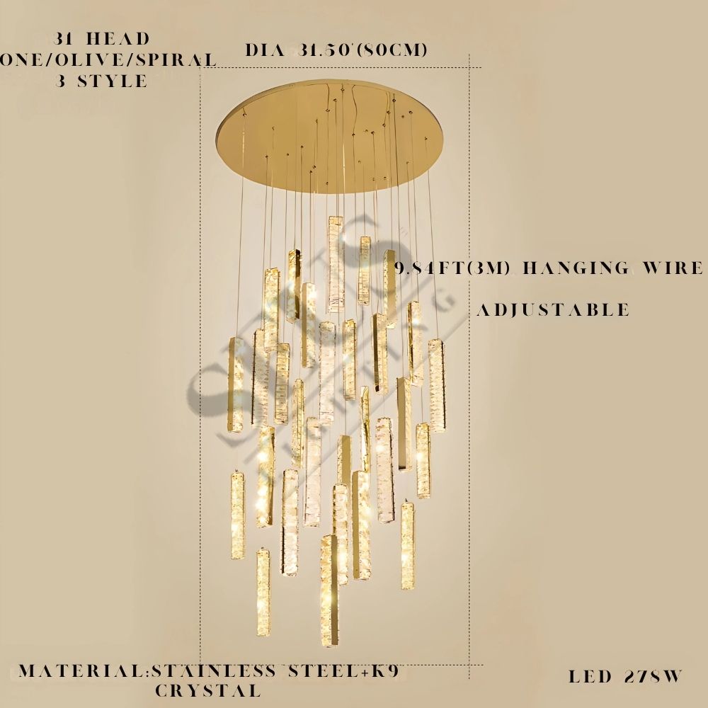 Aten Crystal Staircase Chandelier