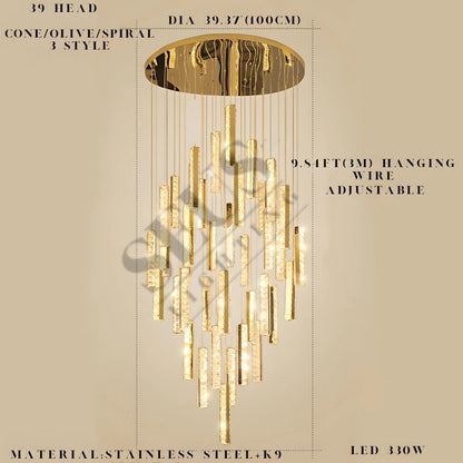 Aten Crystal Staircase Chandelier