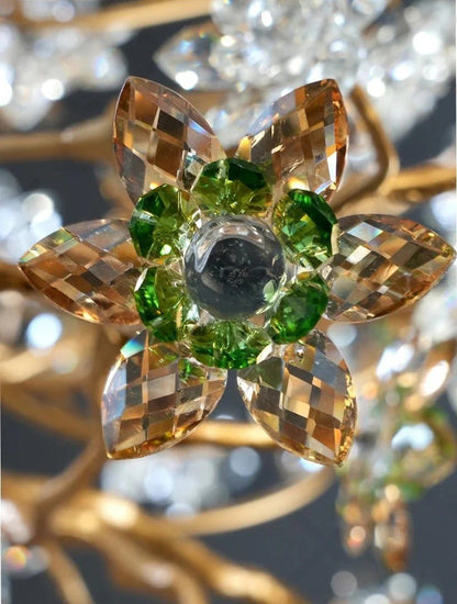 Classic Antique Vintage Brass Crystal Chandelier