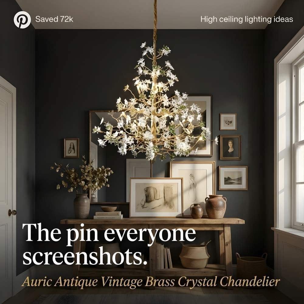 Classic Antique Vintage Brass Crystal Chandelier