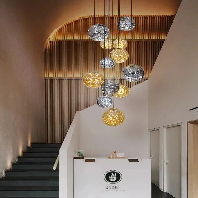 Ayla Bubble  Art Contemporary Stairwell Chandelier