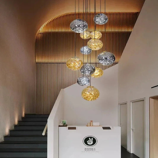 Ayla Bubble  Art Contemporary Stairwell Chandelier