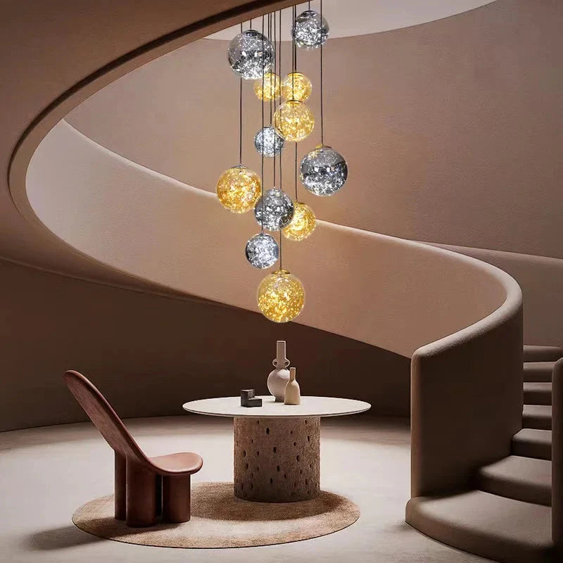 Ayla Bubble  Art Contemporary Stairwell Chandelier