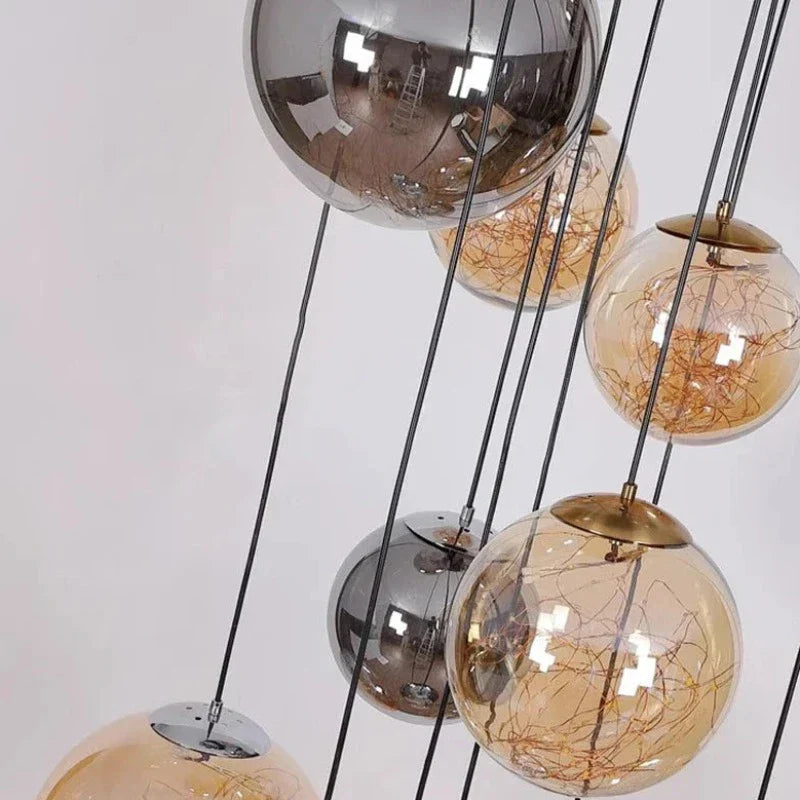 Ayla Bubble  Art Contemporary Stairwell Chandelier