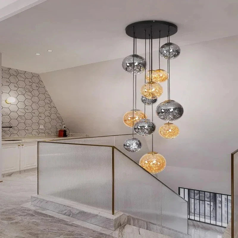 Ayla Bubble  Art Contemporary Stairwell Chandelier