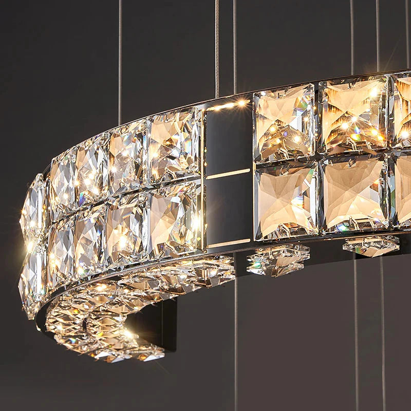 Aysha Black Crystal High Ceiling Entryway Light Fixture