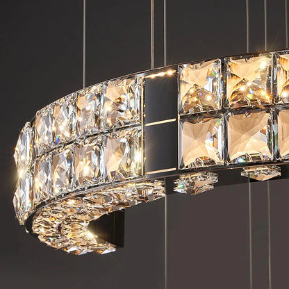 Aysha Black Crystal High Ceiling Entryway Light Fixture