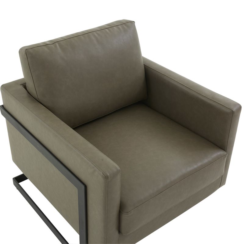 Elton Leather Accent Armchair - Black Frame