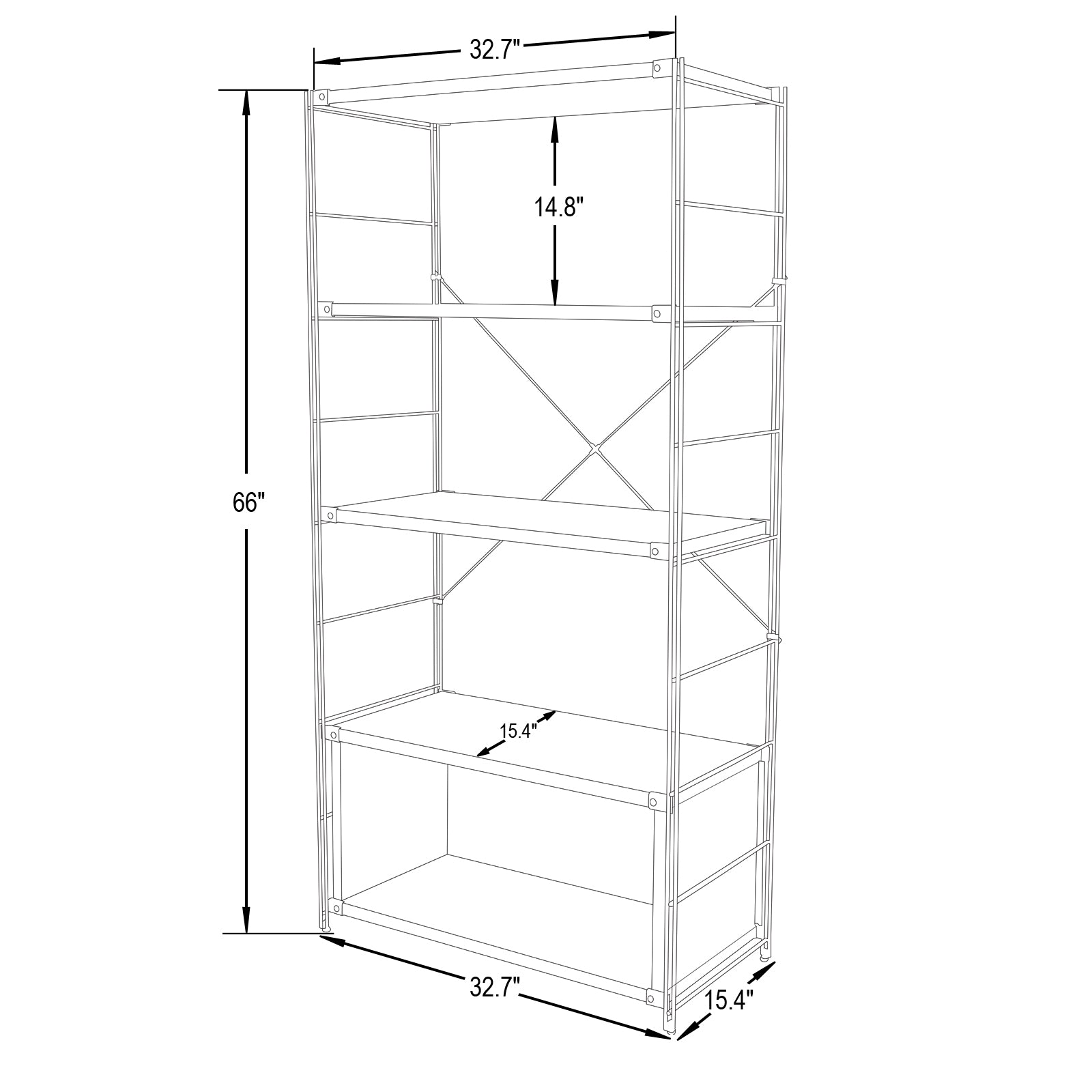 Brent Bookcase - Black Steel Frame