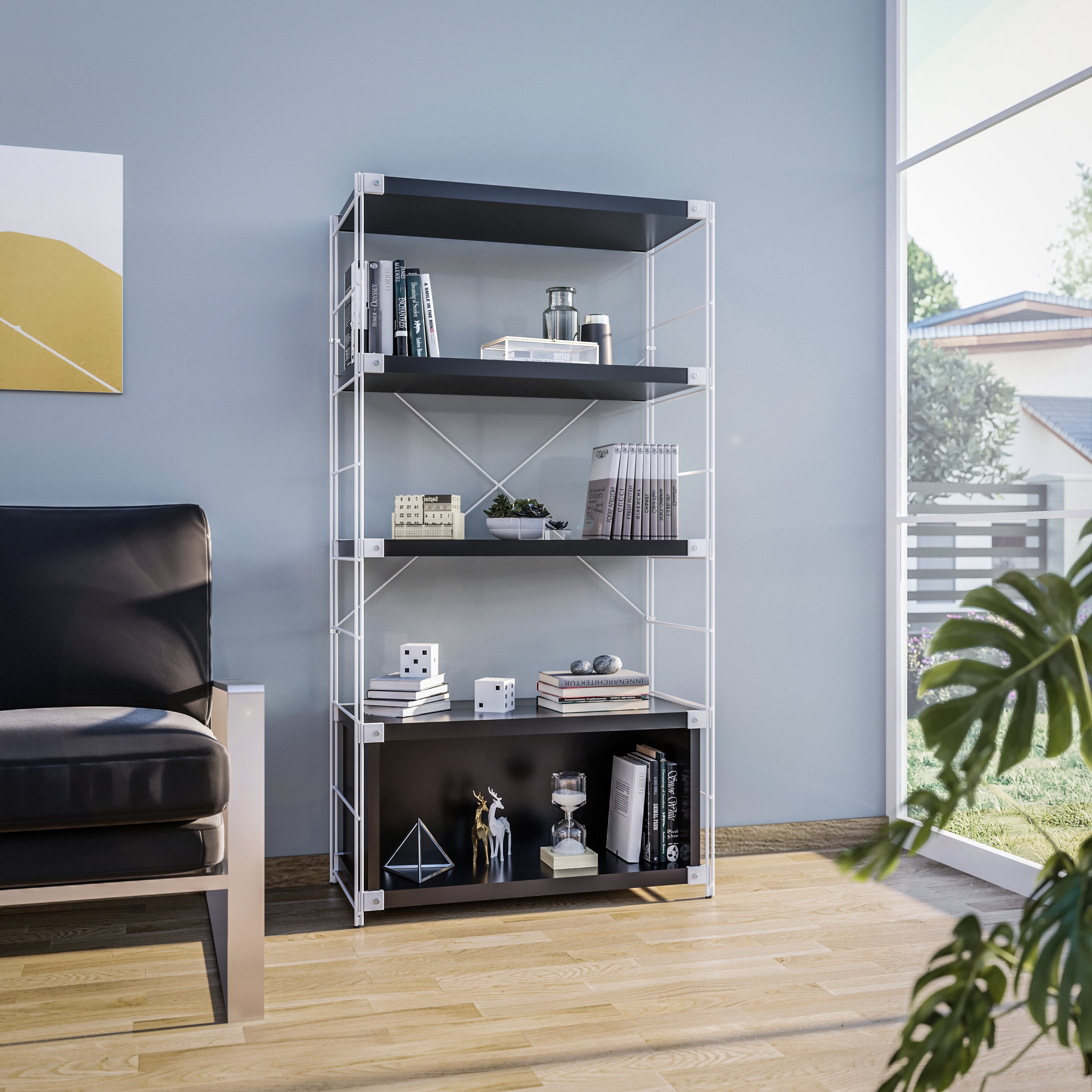 Brent Bookcase - White Steel Frame