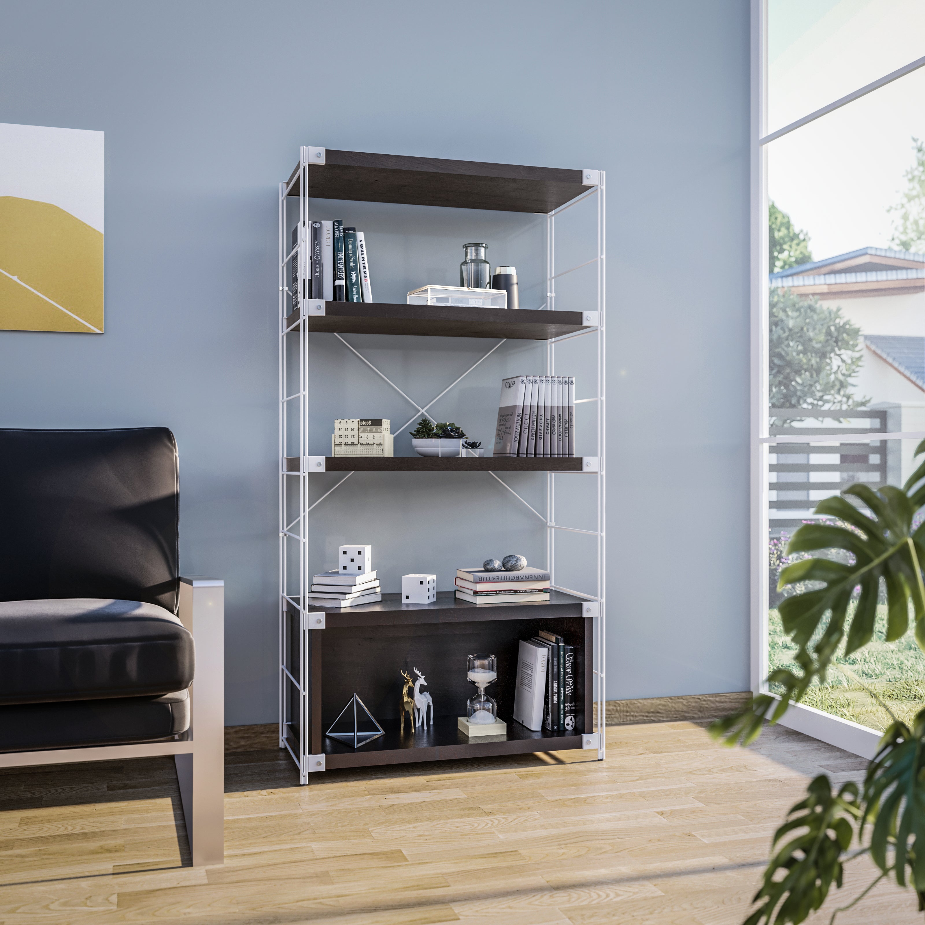 Brent Bookcase - White Steel Frame