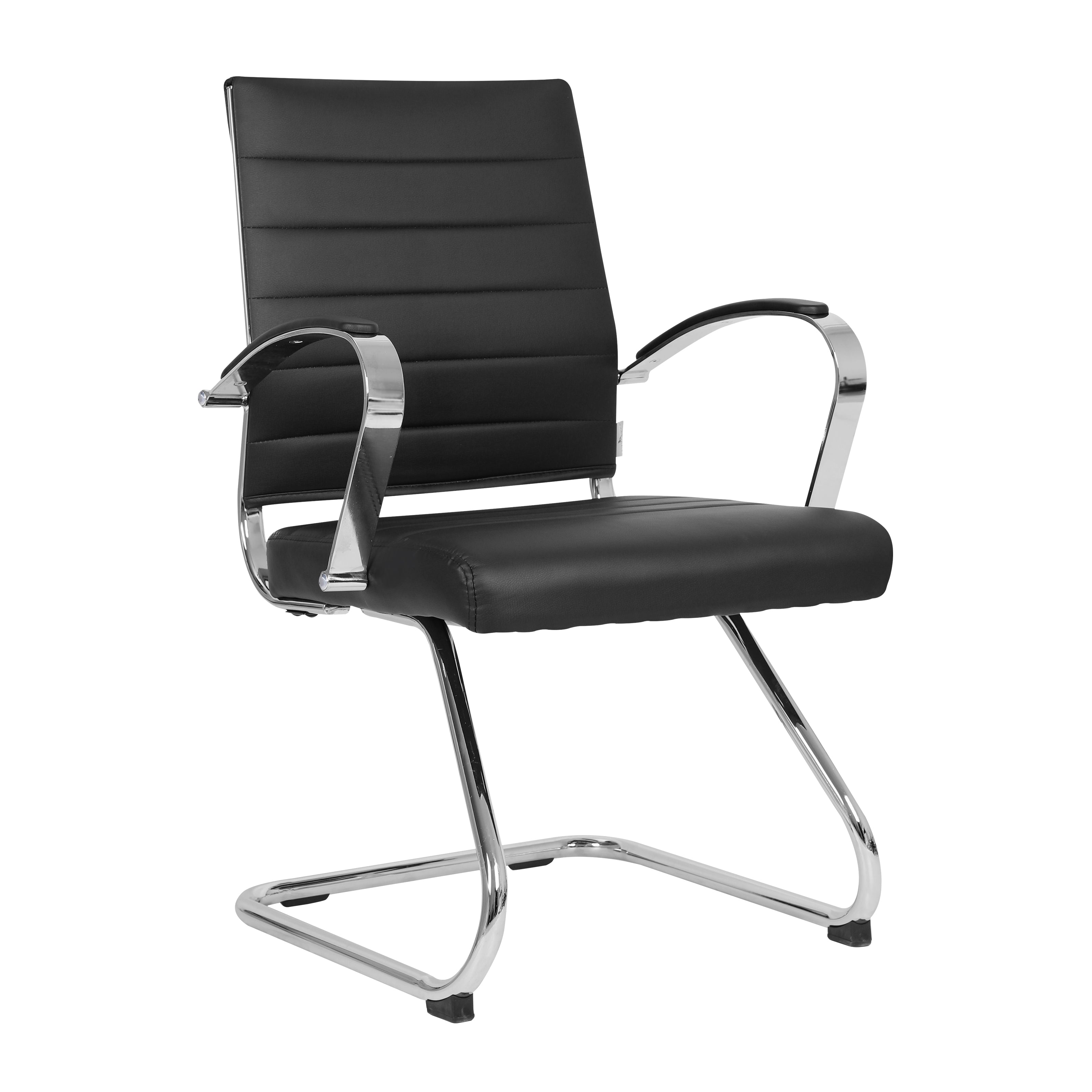 Benmar Home Leather Guest Office Chair in Black