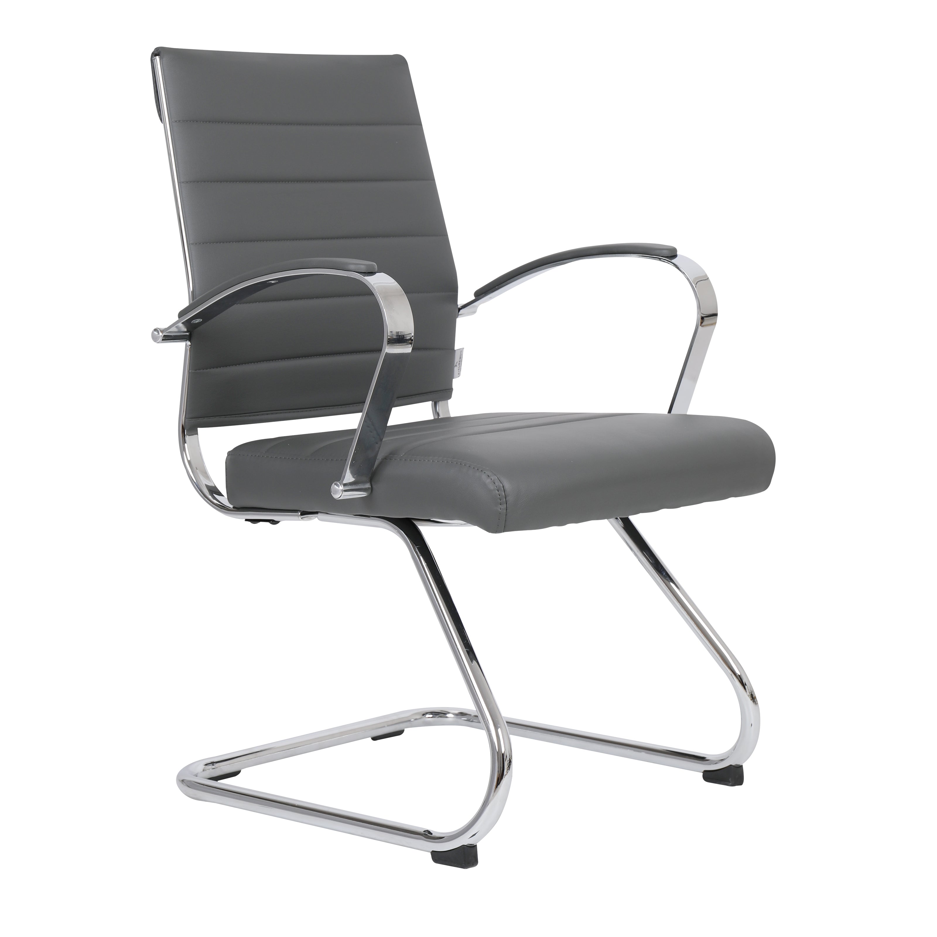 Benmar Home Leather Guest Office Chair in Grey