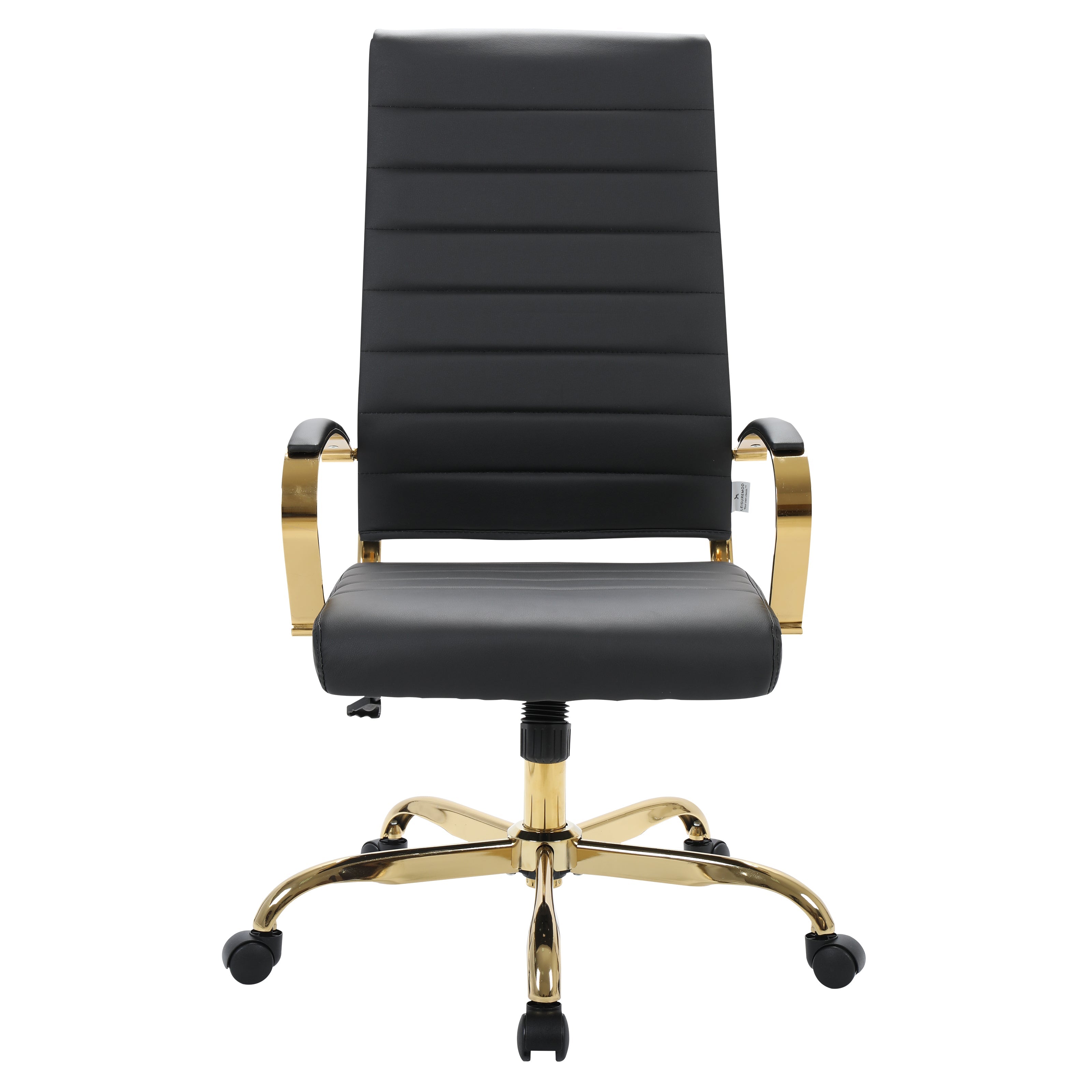 Benmar High-Back Leather Office Chair With Gold Frame