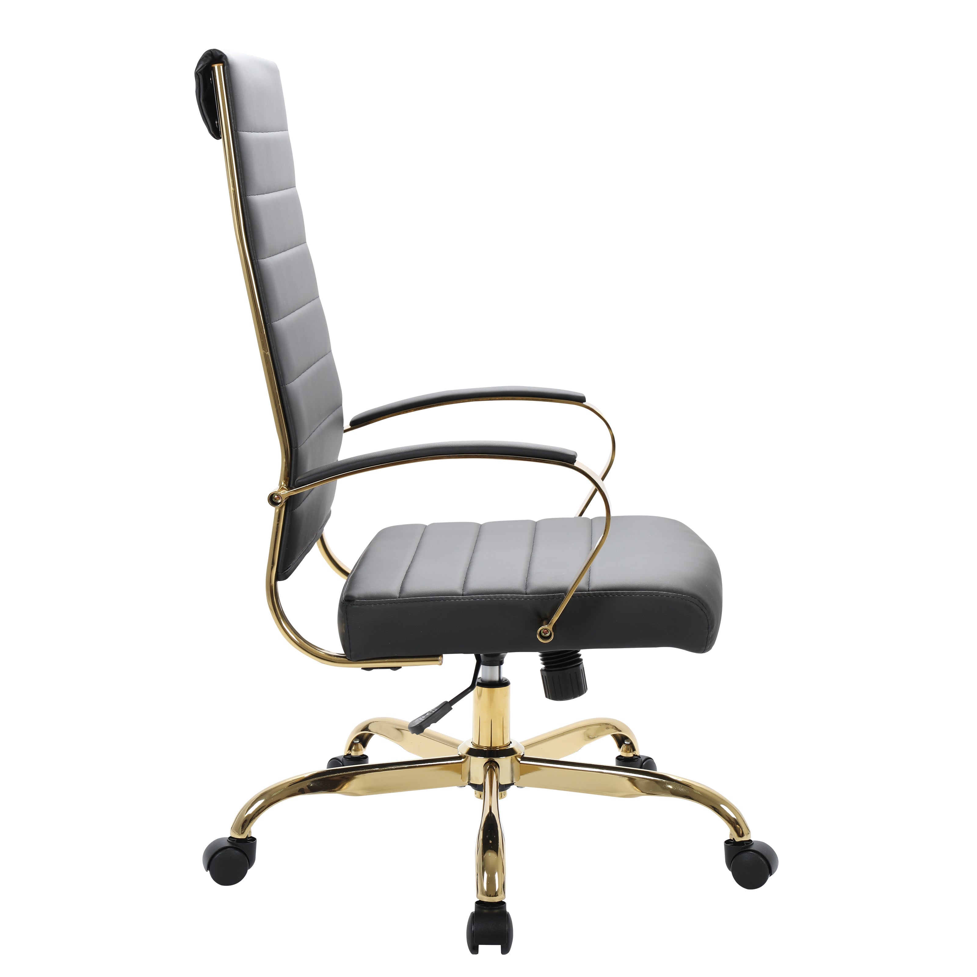 Benmar High-Back Leather Office Chair With Gold Frame