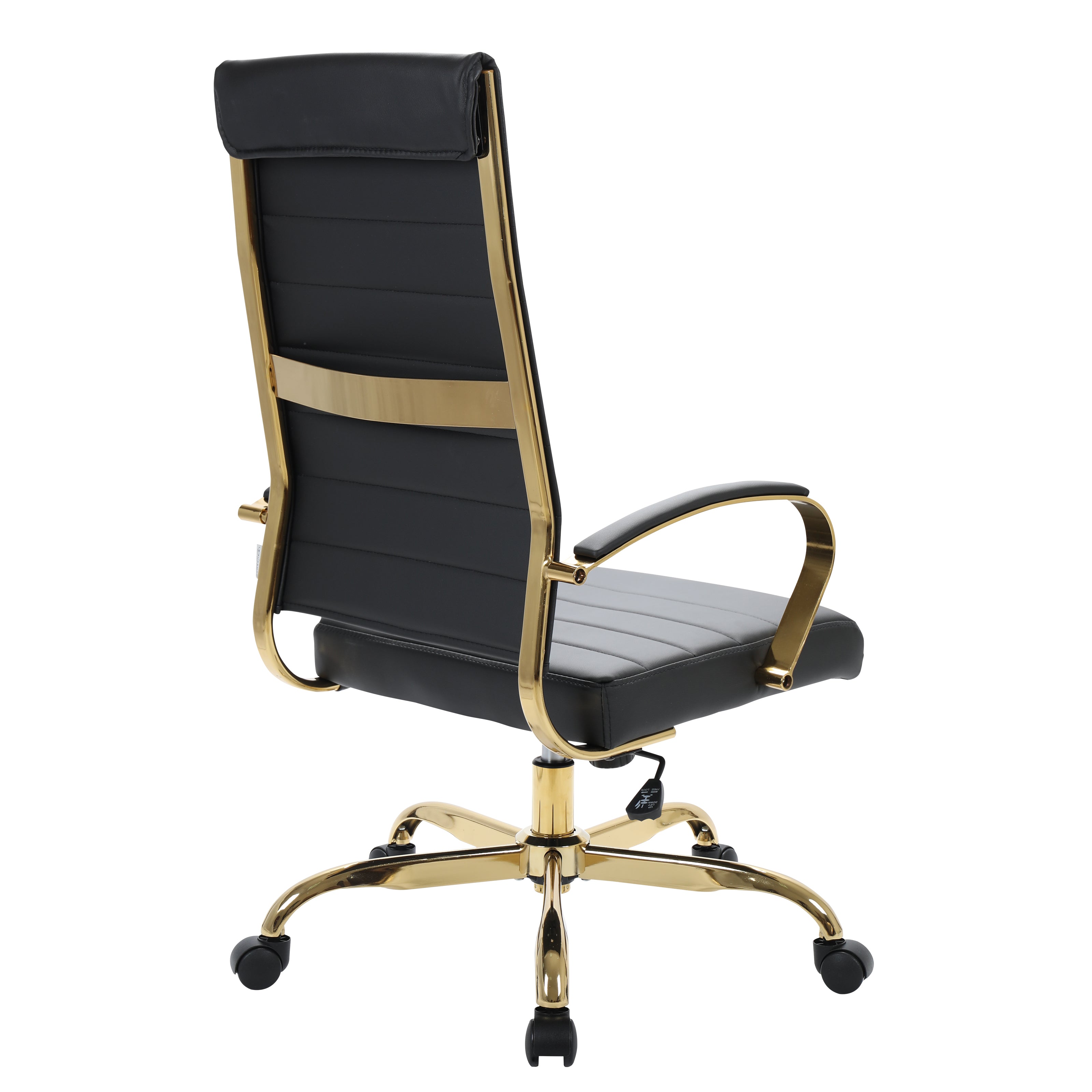 Benmar High-Back Leather Office Chair With Gold Frame