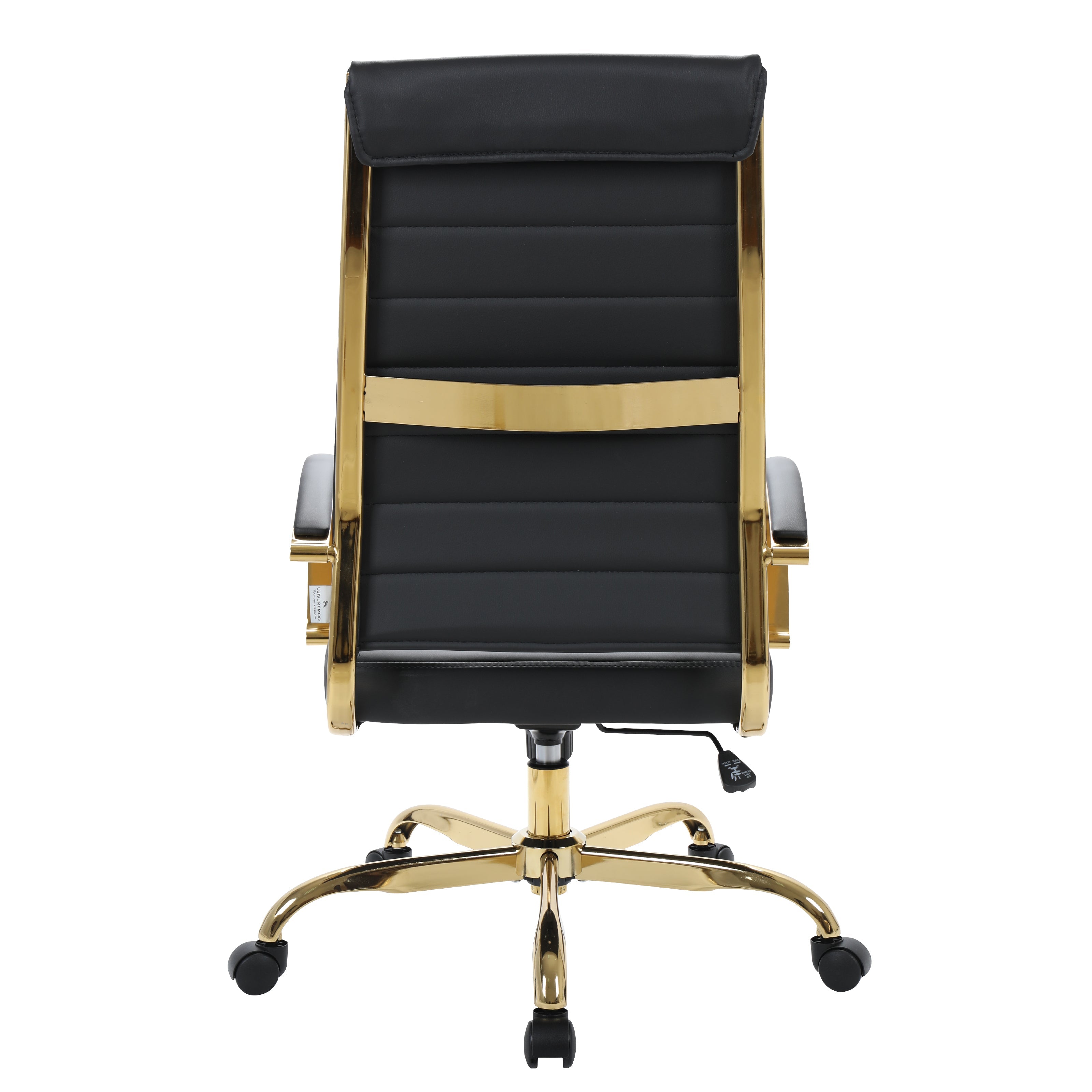 Benmar High-Back Leather Office Chair With Gold Frame