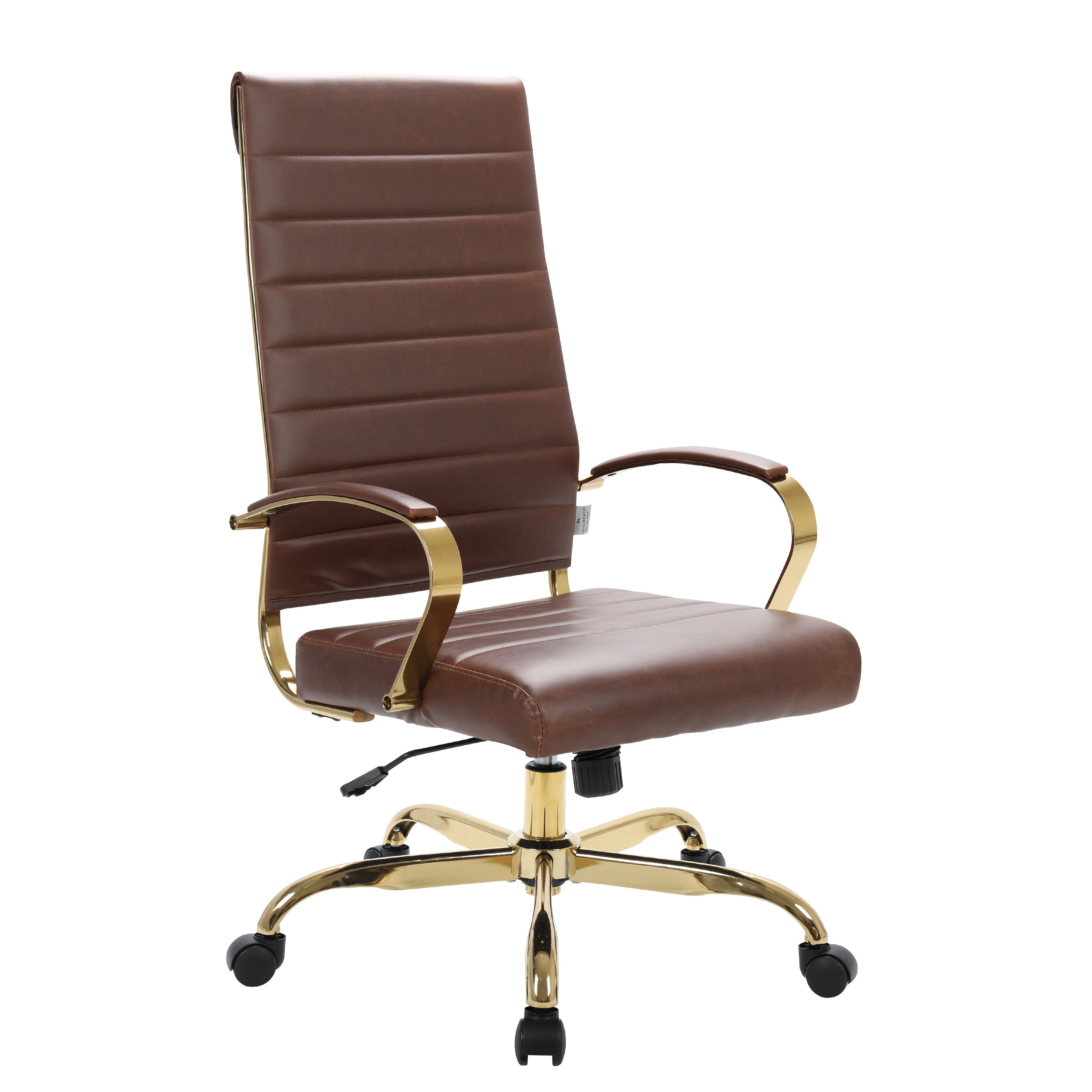 Benmar High-Back Leather Office Chair With Gold Frame