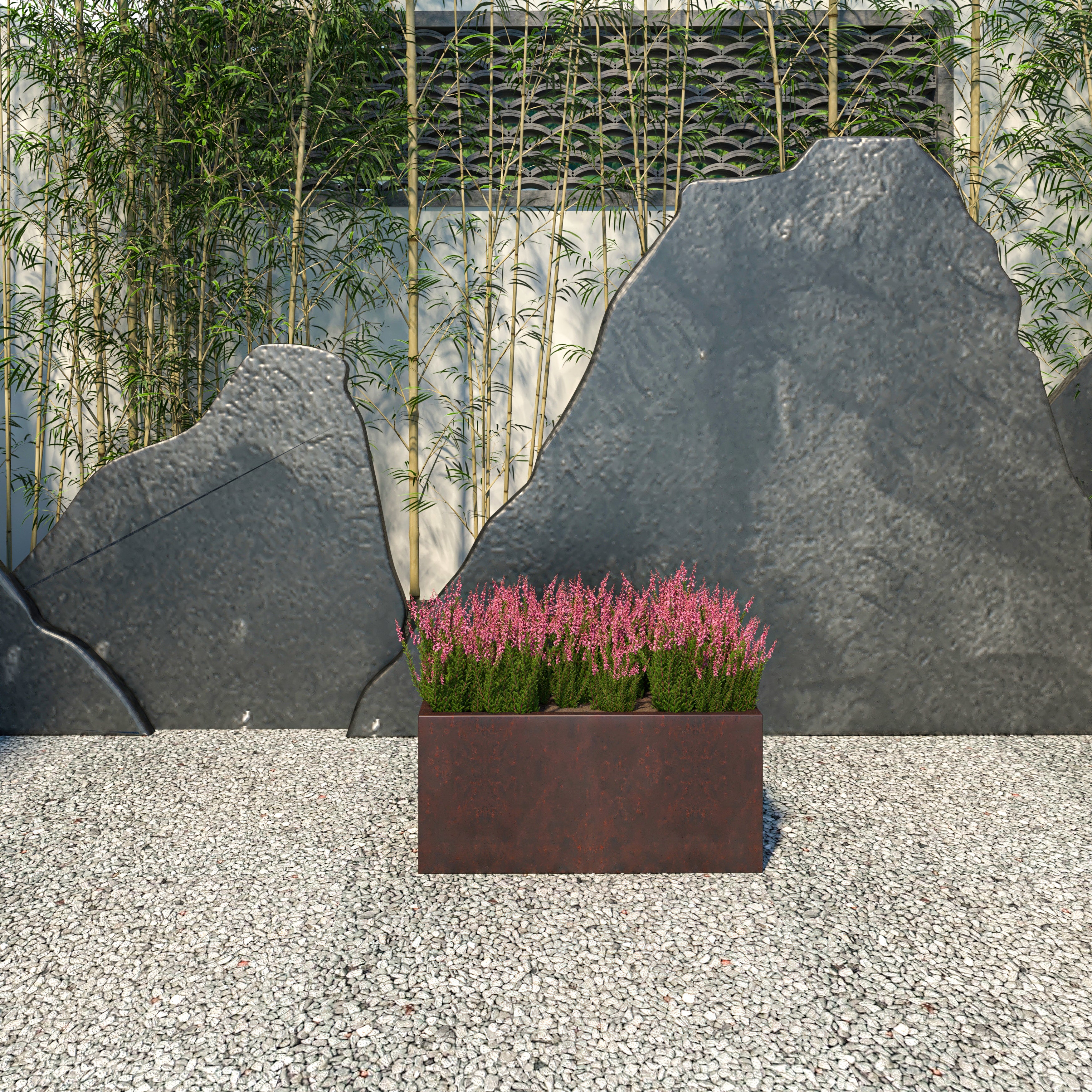 Bloom Series Poly Stone Planter 9" , 19.7" Long In Aged Concrete