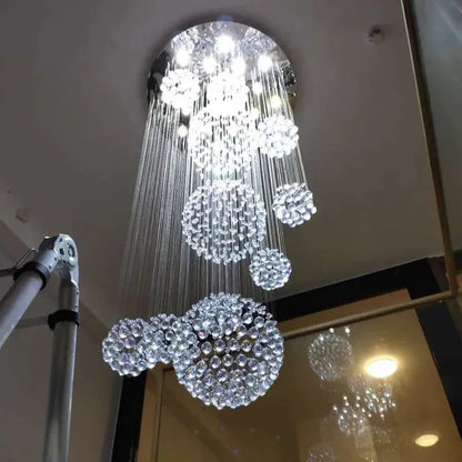 Ball Design Extra Large Crystal Chandelier for High Ceiling