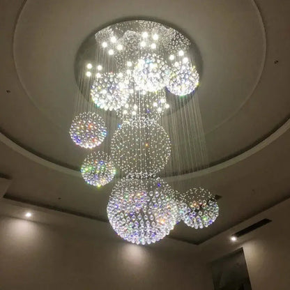 Ball Design Extra Large Crystal Chandelier for High Ceiling