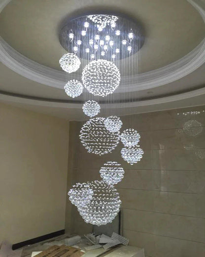 Ball Design Extra Large Crystal Chandelier for High Ceiling