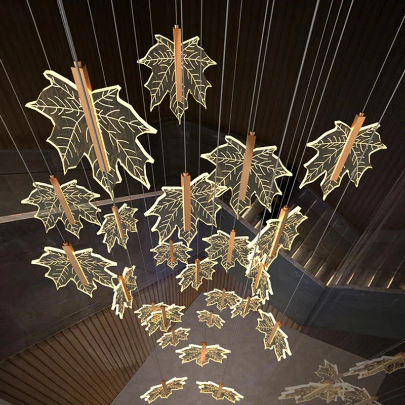 Bely Nordic Gold Long Stairwell Chandelier - Ceiling Light