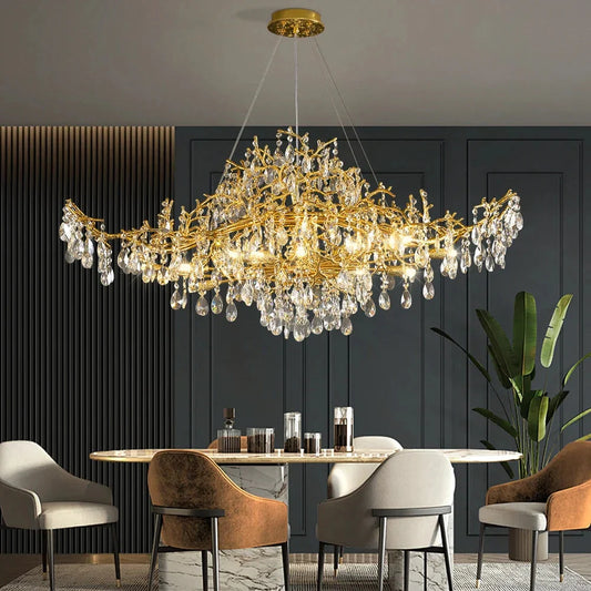 Bessa Modern Large Gold Crystal Branch Chandelier