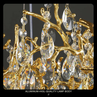 Bessa Modern Large Gold Crystal Branch Chandelier