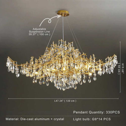 Bessa Modern Large Gold Crystal Branch Chandelier