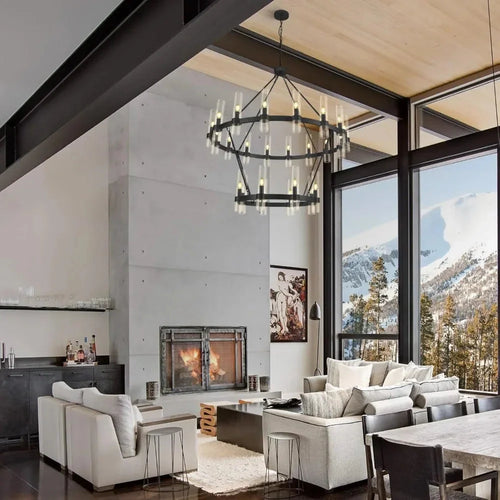 Binna Double Wagon Wheel Chandelier