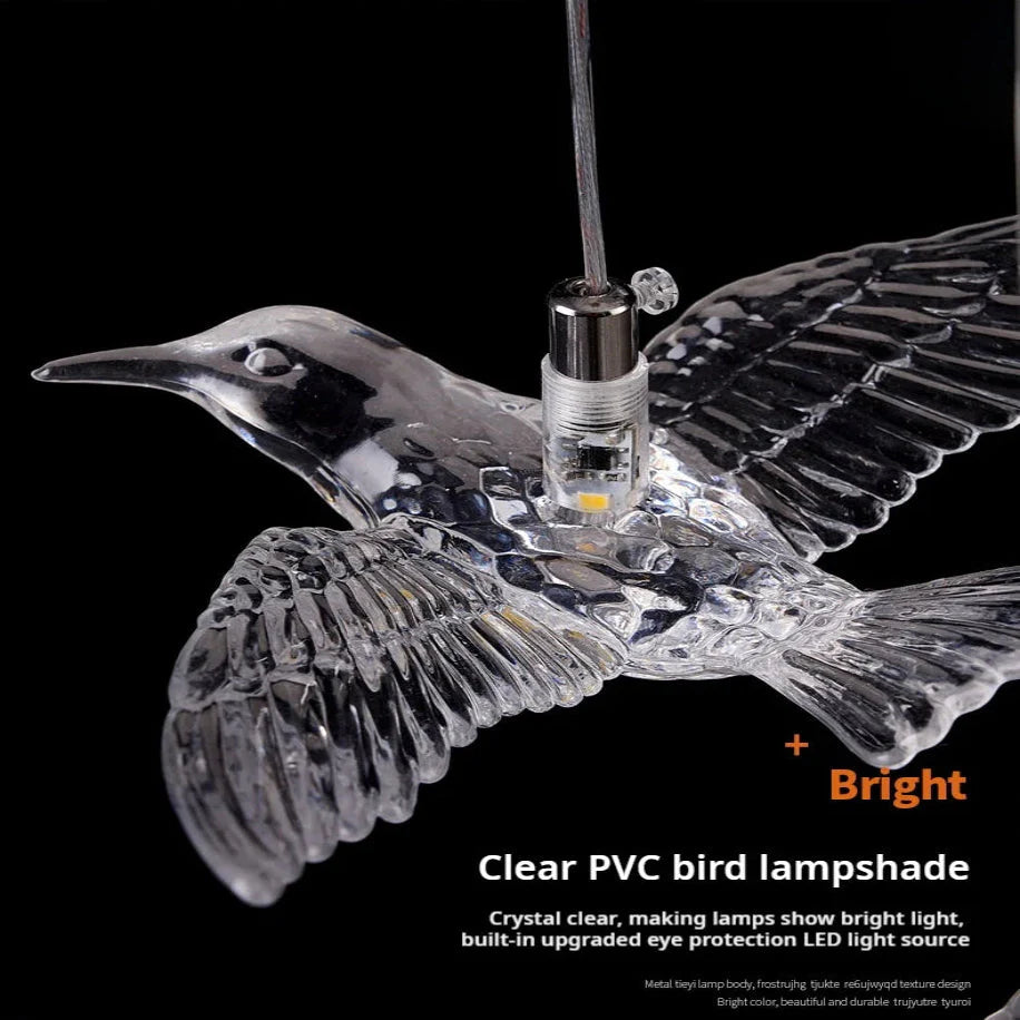 Bird Spiral Long Led Chandelier for Staircase and Foyer