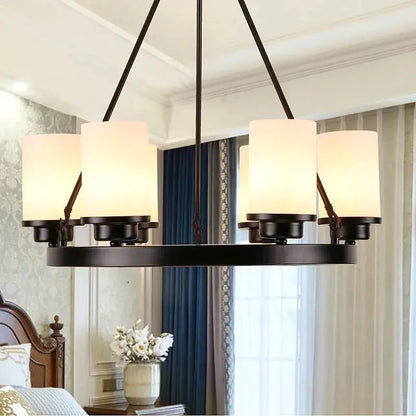 Black Candlestick Rustic Chandelier with Shades