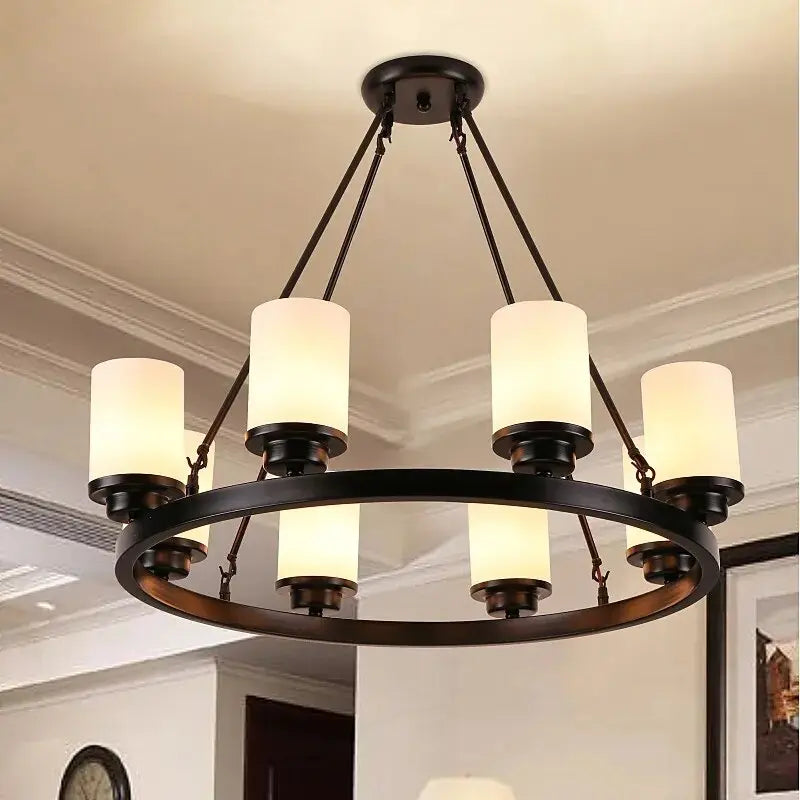 Black Candlestick Rustic Chandelier with Shades