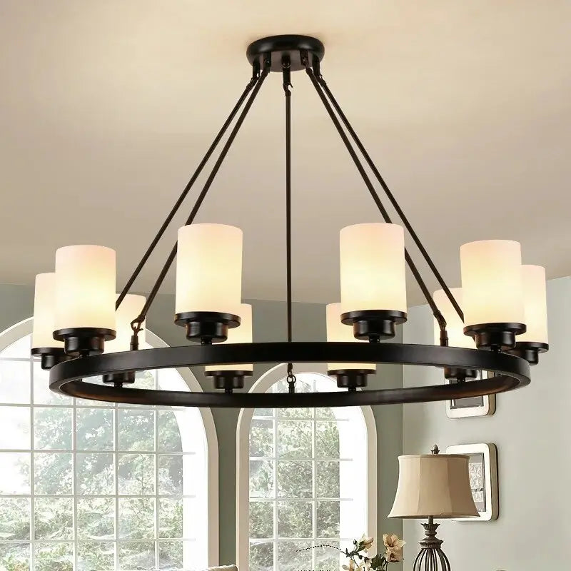 Black Candlestick Rustic Chandelier with Shades