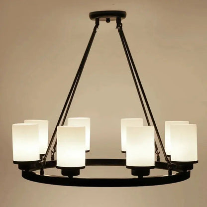 Black Candlestick Rustic Chandelier with Shades