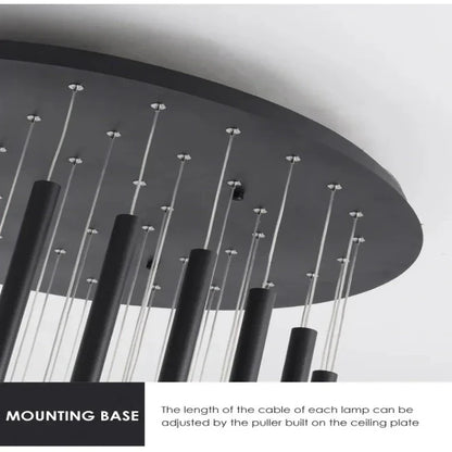 Black Modern Minimalist Stick Chandelier for Staircase