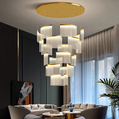 Nordic Ceiling Stair Chandelier Gold/Black