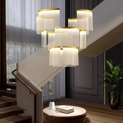 Nordic Ceiling Stair Chandelier Gold/Black