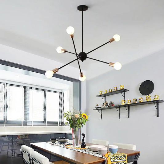 Black and Gold Sputnik Chandelier 6/8 Light