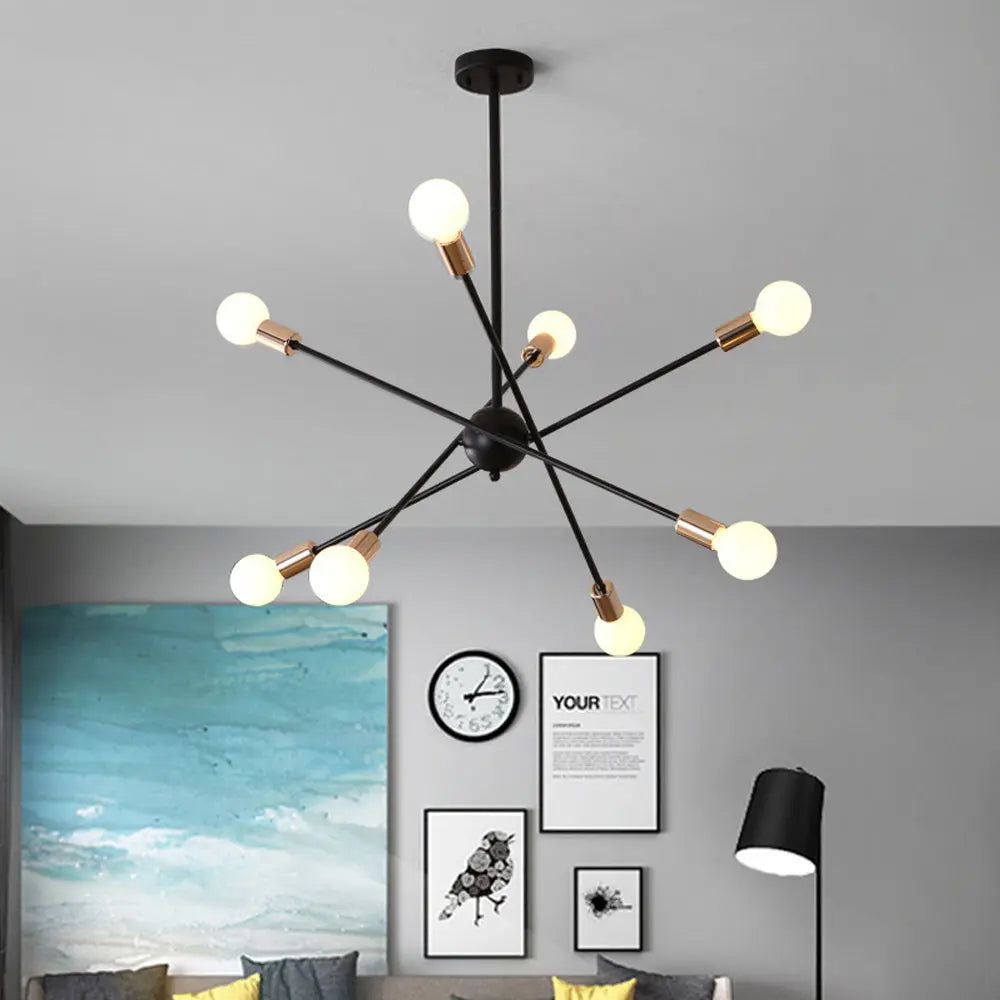 Black and Gold Sputnik Chandelier 6/8 Light