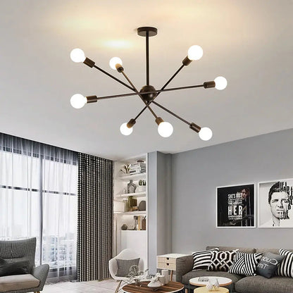 Black and Gold Sputnik Chandelier 6/8 Light