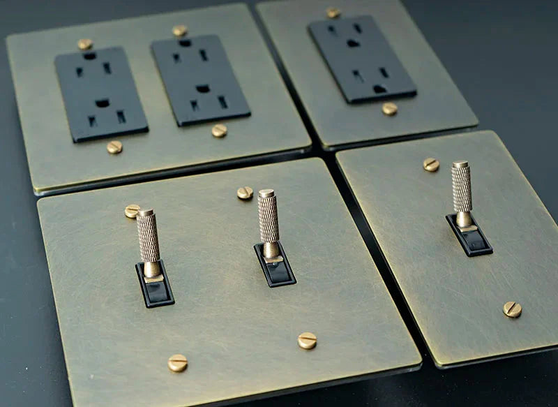 Brass Toggle Light Dimmer & Switch & Wall Plate - 3 Gang