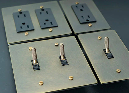 Brass Toggle Light Dimmer & Switch & Wall Plate - 3 Gang